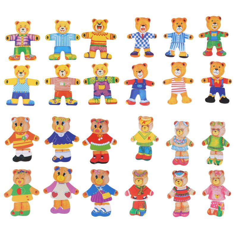 Houten Teddybeer Aankleedpuzzel - Creatief Spelen voor Kleine Handen!