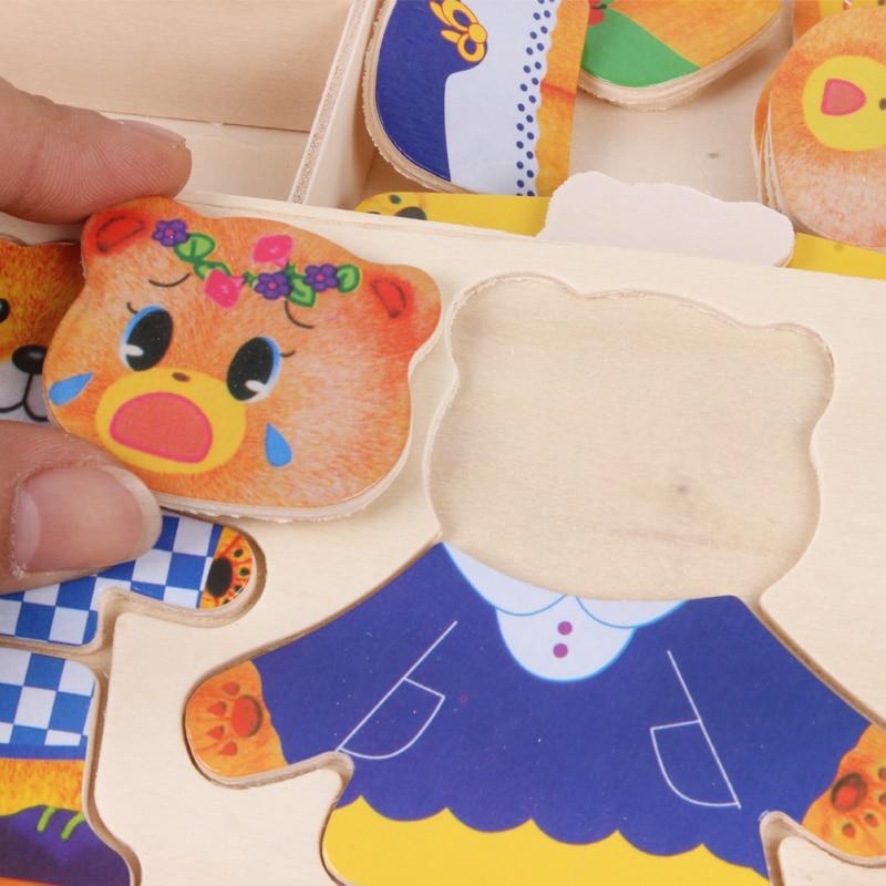 Houten Teddybeer Aankleedpuzzel - Creatief Spelen voor Kleine Handen!