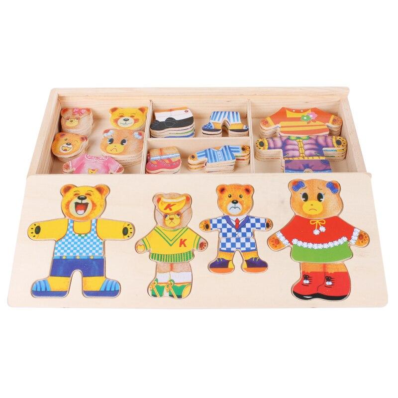 Houten Teddybeer Aankleedpuzzel - Creatief Spelen voor Kleine Handen!
